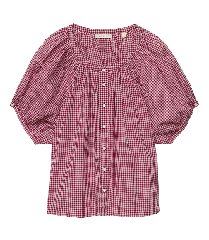 June Top Mulberry Gingham