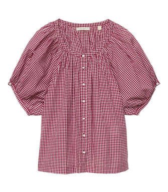 June Top Mulberry Gingham