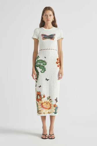 Home of the Art Shirred Long Dress