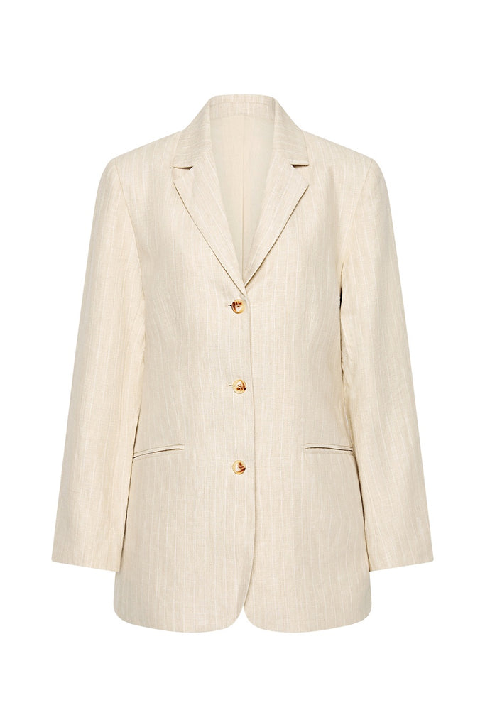 Leon Blazer Beige Pinstripe