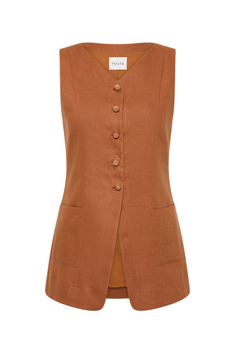 Lorenzo High Neck Vest Chestnut
