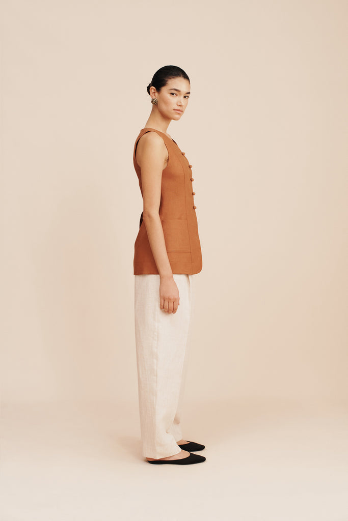 Lorenzo High Neck Vest Chestnut