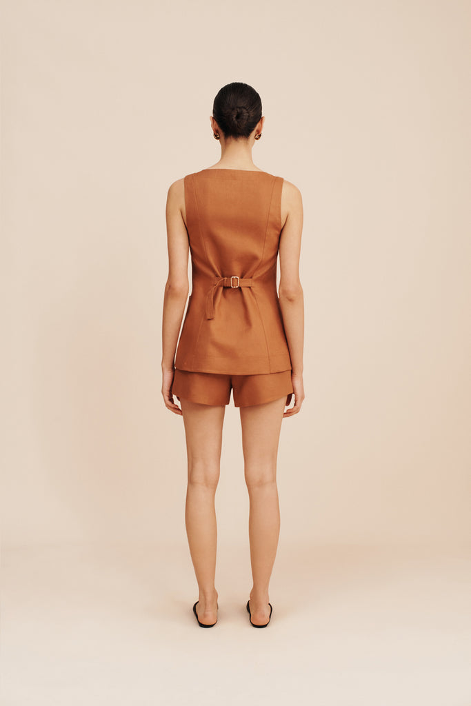 Lorenzo High Neck Vest Chestnut