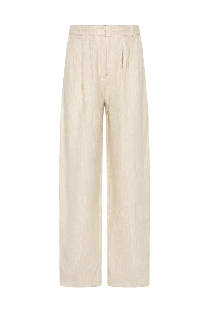 Lucille Trouser Beige Pinstripe