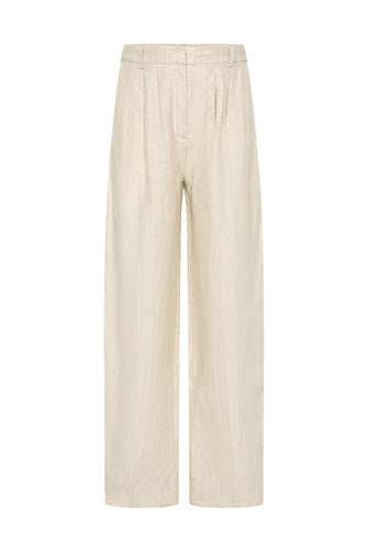 Lucille Trouser Beige Pinstripe