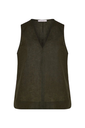 Manta Linen Sleeveless Top Sea Moss Green