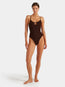Mia Beaded Swim Metallic Chocolate