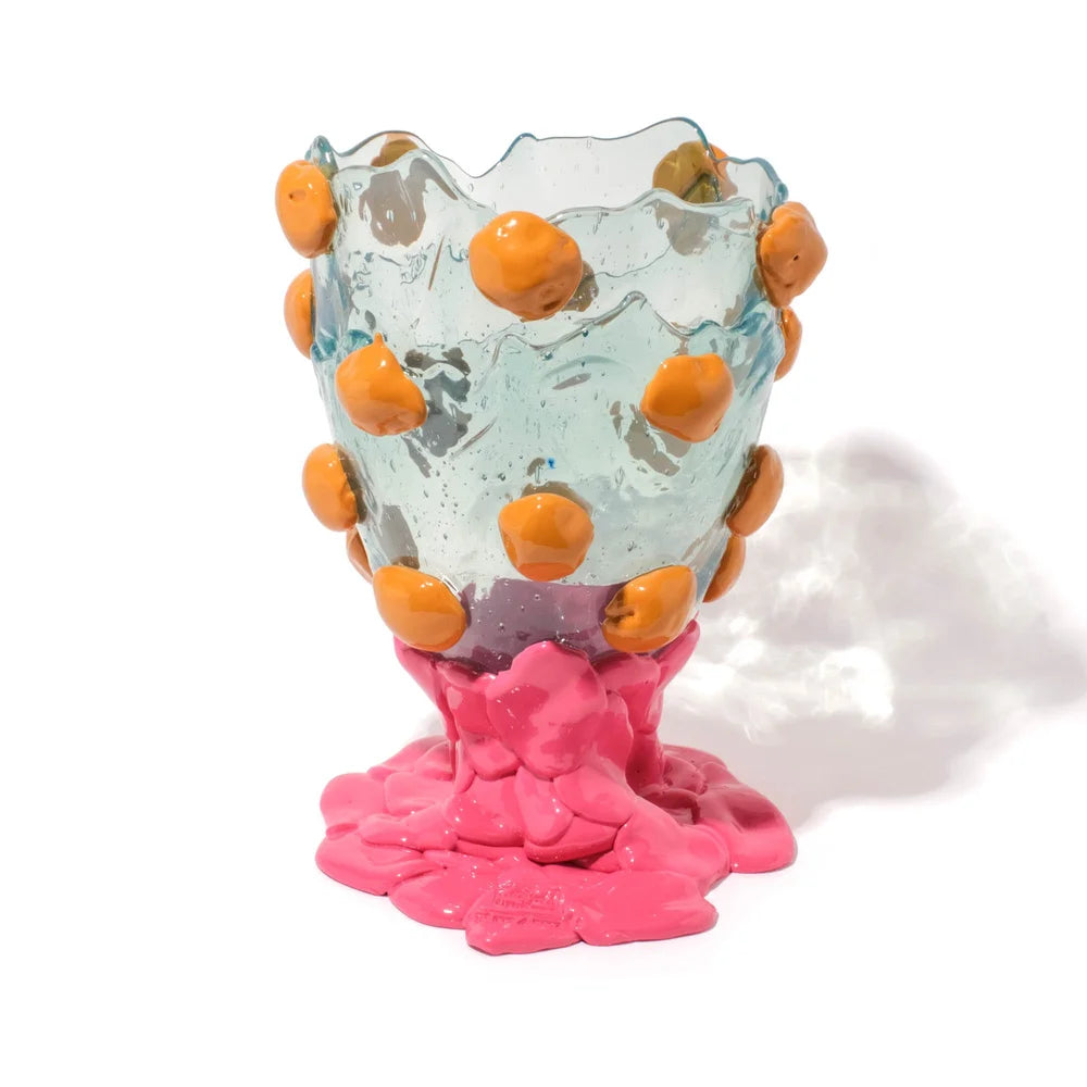 Nugget Vase M Clear Aqua Ochre and Fuchsia PRE-ORDER