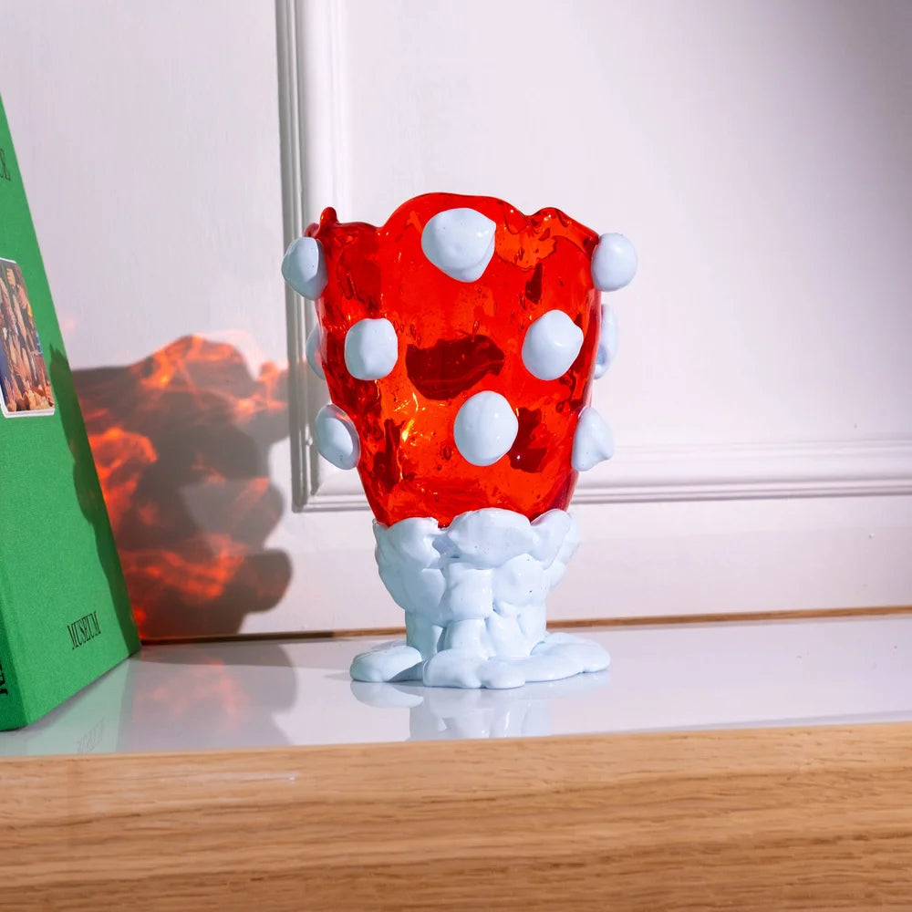 Nugget Vase L Red & Light Blue