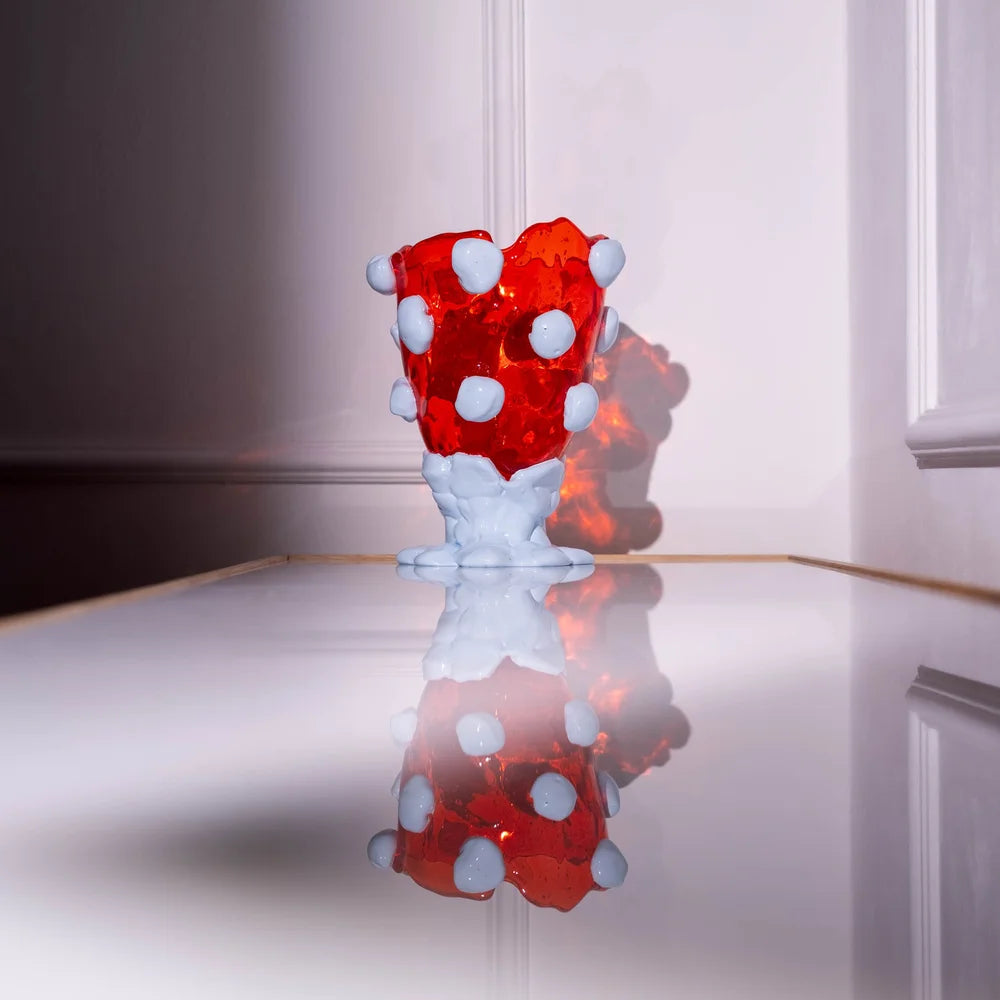 Nugget Vase L Red & Light Blue