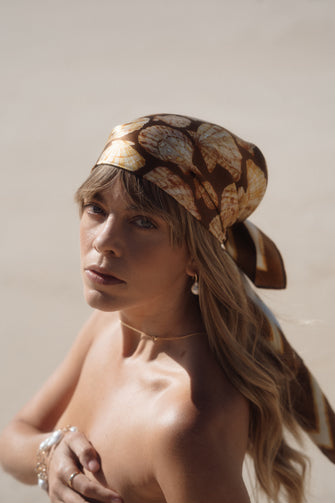 By The Seashore Silk Scarf Mocha