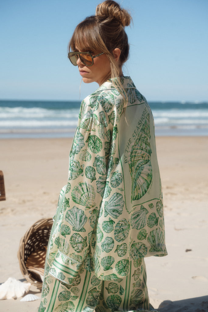 By The Seashore Silk Blouse Pistachio