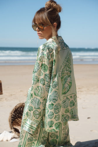 By The Seashore Silk Blouse Pistachio