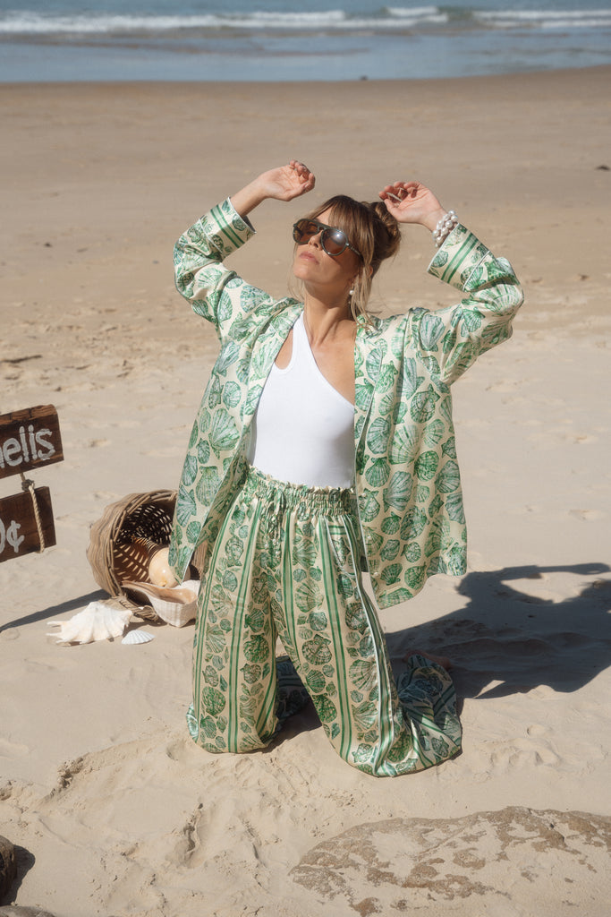 By The Seashore Silk Blouse Pistachio