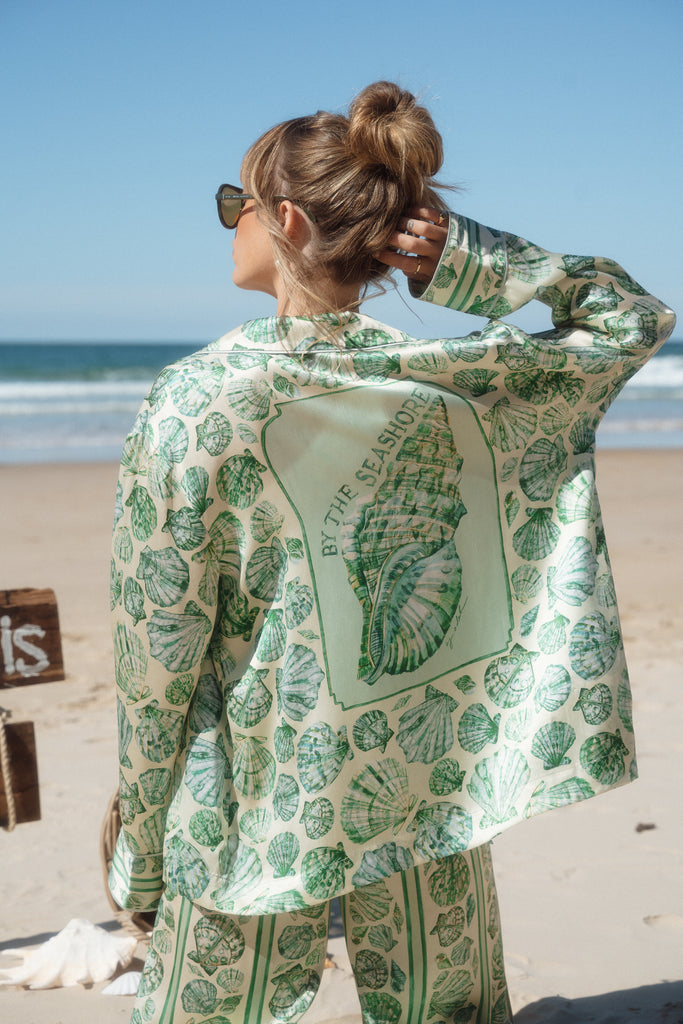 By The Seashore Silk Blouse Pistachio