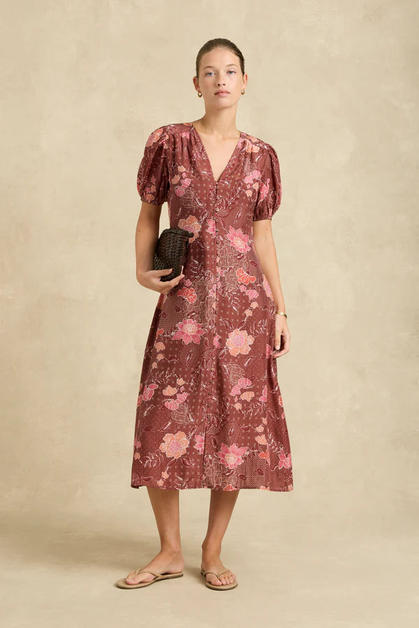 Olivia Dress Bloom Burgundy