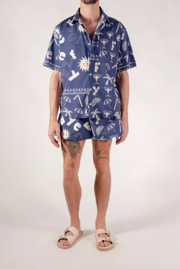Absurd Bandana Short Sleeve Shirt Blue