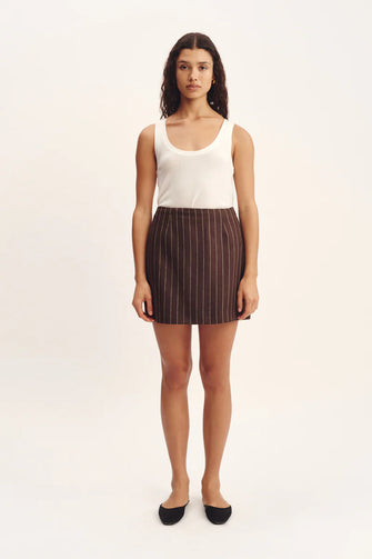 Alice Skirt Chocolate Pinstripe