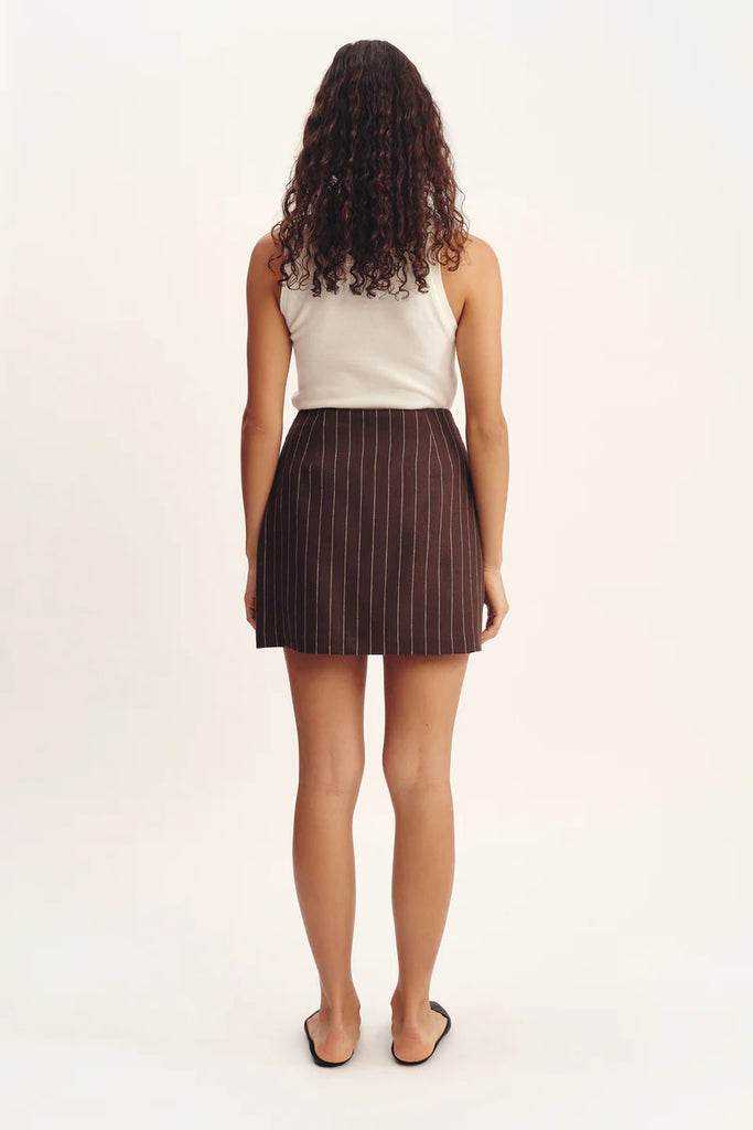 Alice Skirt Chocolate Pinstripe
