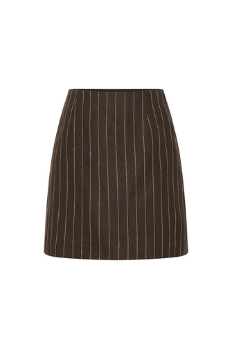 Alice Skirt Chocolate Pinstripe