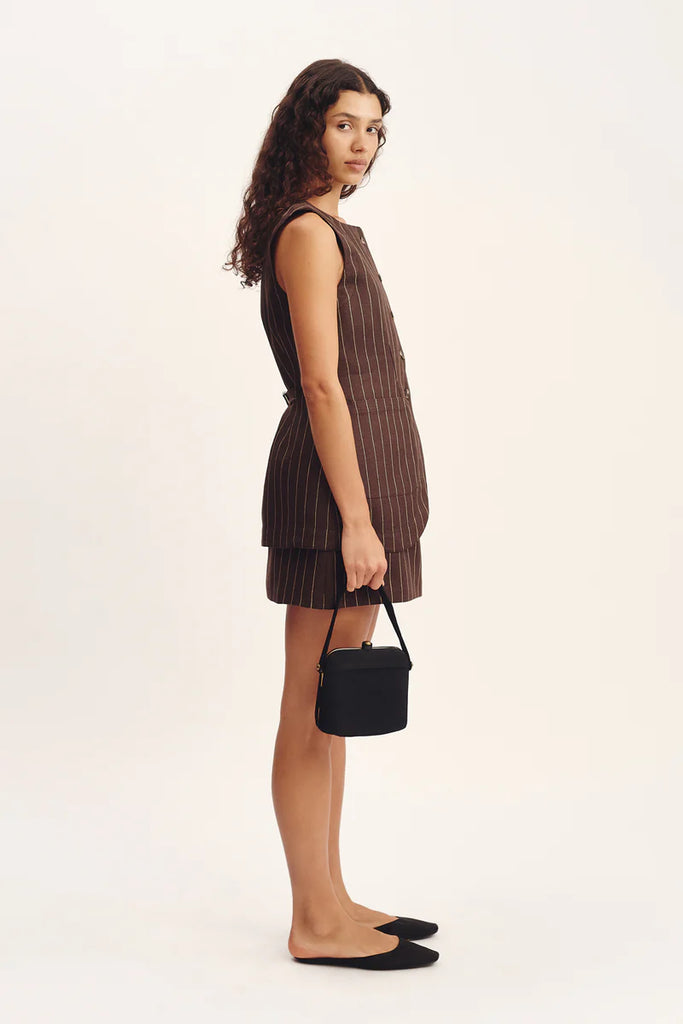 Alice Skirt Chocolate Pinstripe