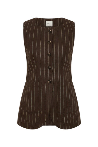Emma Vest Chocolate Pinstripe