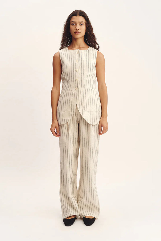 Emma Vest Cream Pinstripe