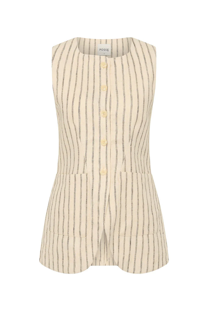 Emma Vest Cream Pinstripe