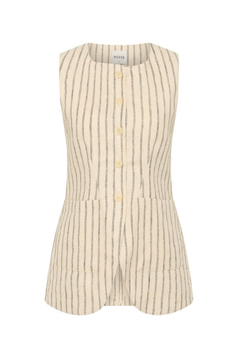 Emma Vest Cream Pinstripe