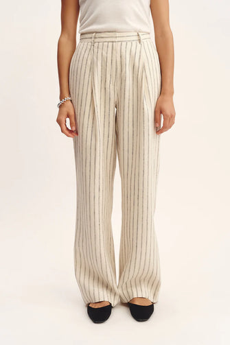 Mackenzie Trouser Cream Pinstripe