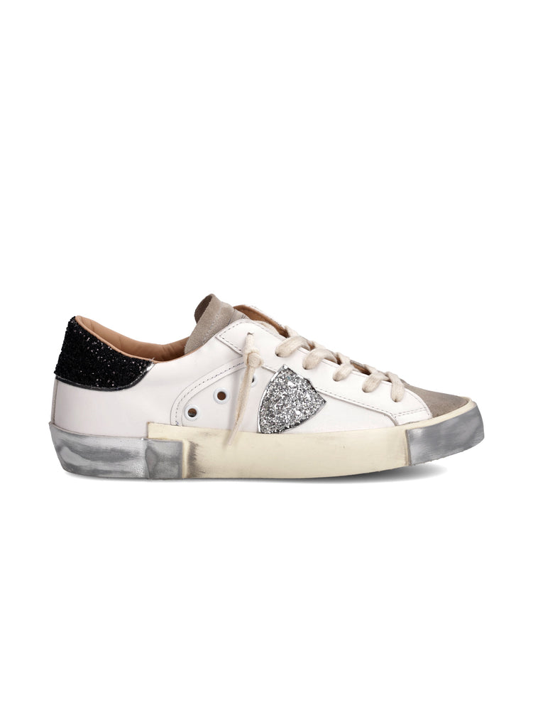 PRSX Low Sneaker Glitter Blanc Noir