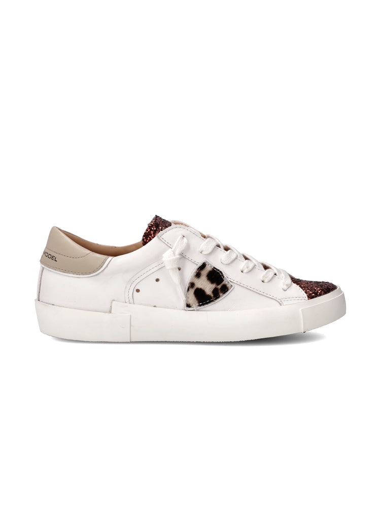 PRSX Low Sneaker Glitter Animalier Blanc