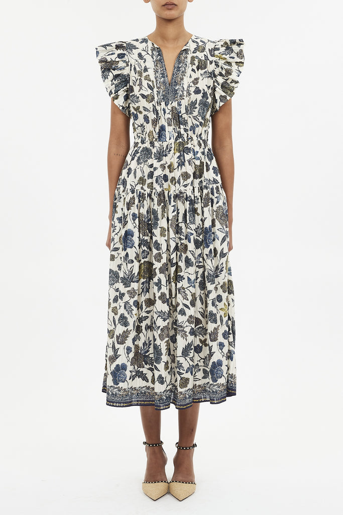 Kairi Midi Dress in Porcelain