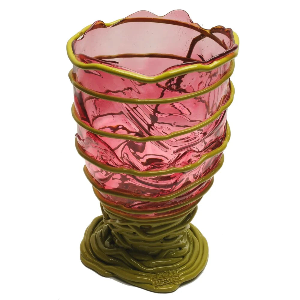Pompitu II Vase L Light Fuchsia Matt Dust Green