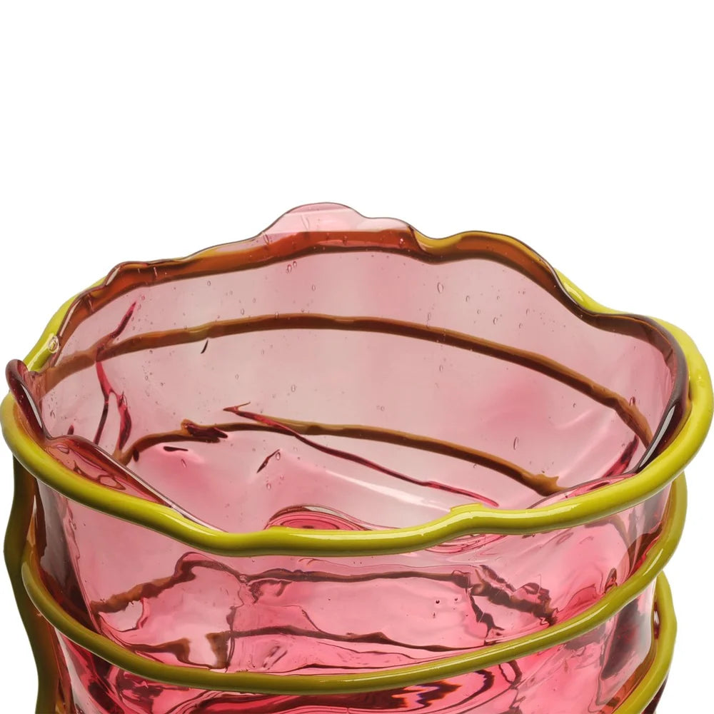 Pompitu II Vase L Light Fuchsia Matt Dust Green
