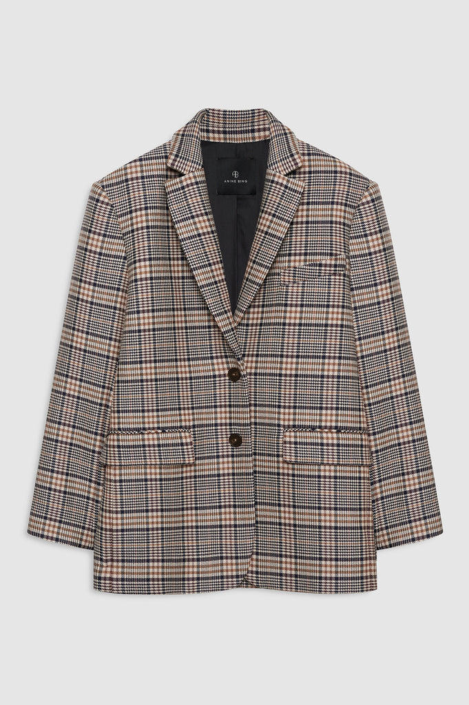 Quinn Blazer Beige Navy Checks