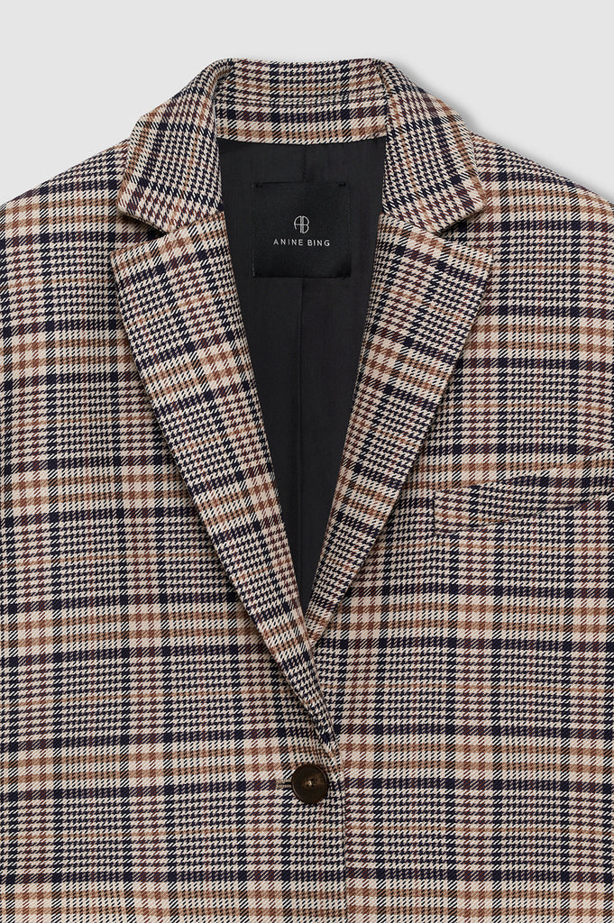 Quinn Blazer Beige Navy Checks