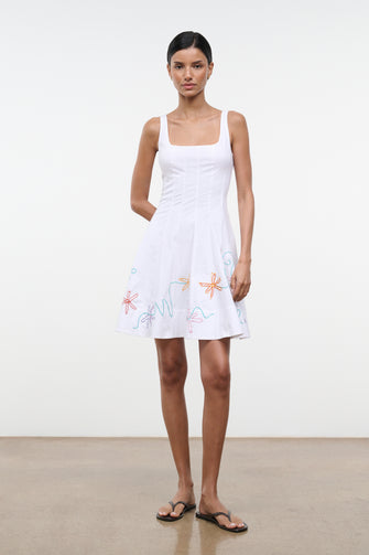 Wells Mini Dress White Embroidery