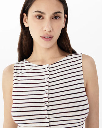 Knit Boatneck Tank  Burgundy Stripe