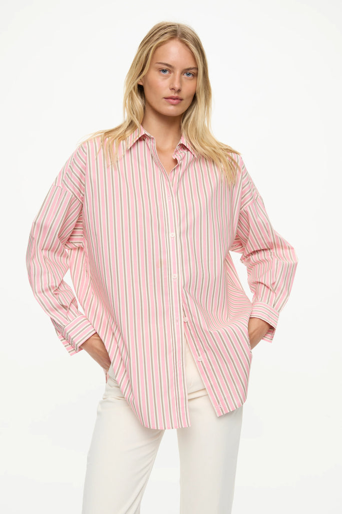 Mara Oversized Stripe Shirt Musk Cocoa