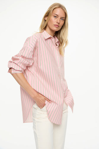 Mara Oversized Stripe Shirt Musk Cocoa