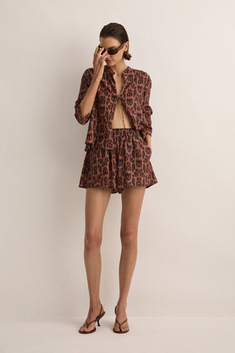 Tie Front Blouse Sunset Leopard