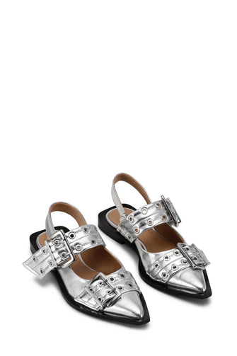Buckle Ballerina Metallic Silver