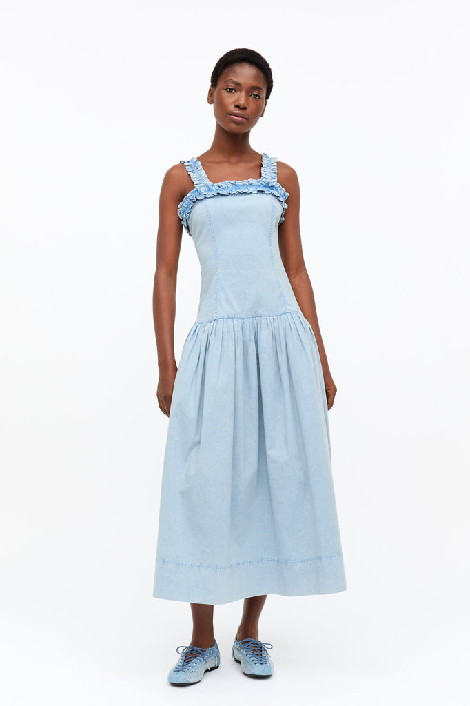 Eyelets Lace up Ballerina Strass Denim