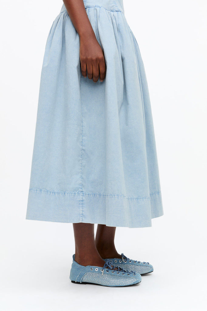 Eyelets Lace up Ballerina Strass Denim