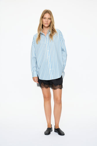 Mara Long Sleeve Shirt Sky Navy White