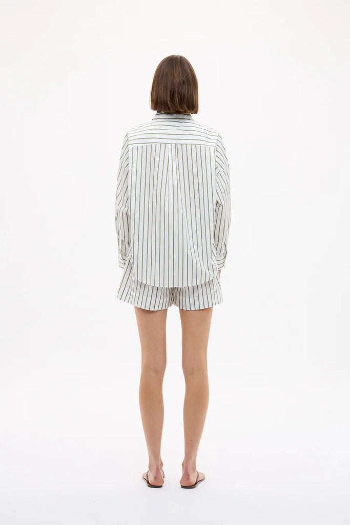 Chiara Cotton Shorts Dark Olive + Sunny Lime