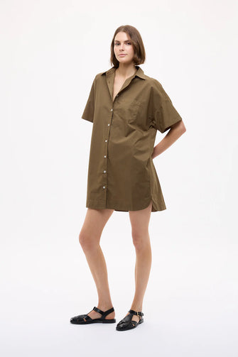 Chiara Short Sleeve Mini Dress Dark Olive