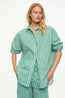 Mara Oversized Stripe Shirt Green Hills White Navy