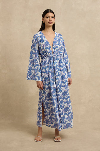 Sanya Robe Brocade Azul